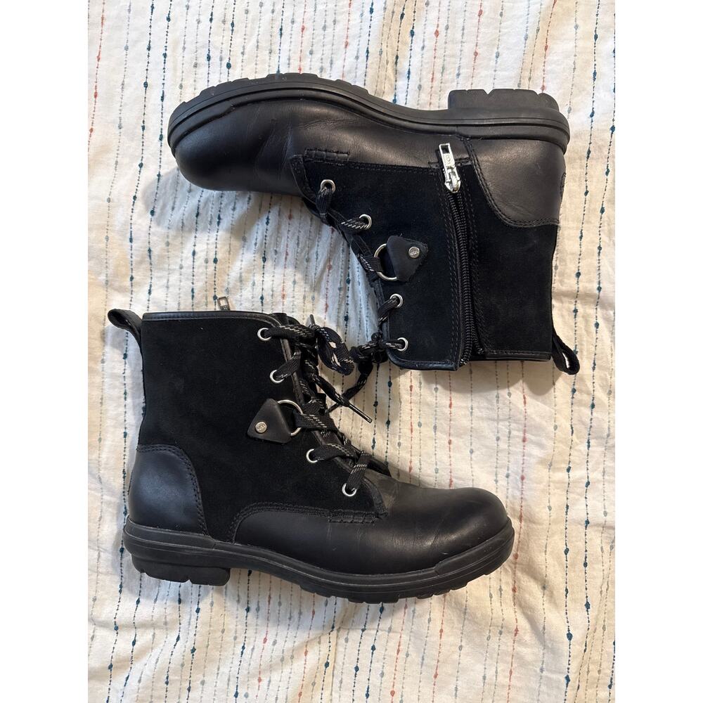 UGG Hapsburg Hiker Black Waterproof Leather Suede Duck Rain Boots Women’s Size 9